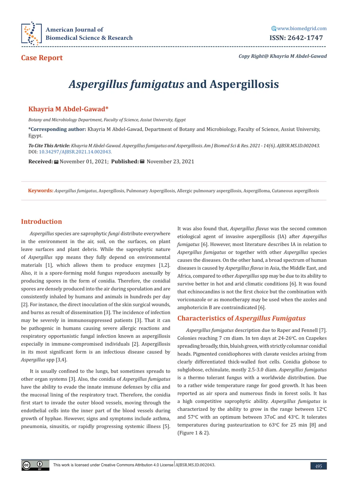 غلاف تقرير Aspergillus fumigatus and Aspergillosis