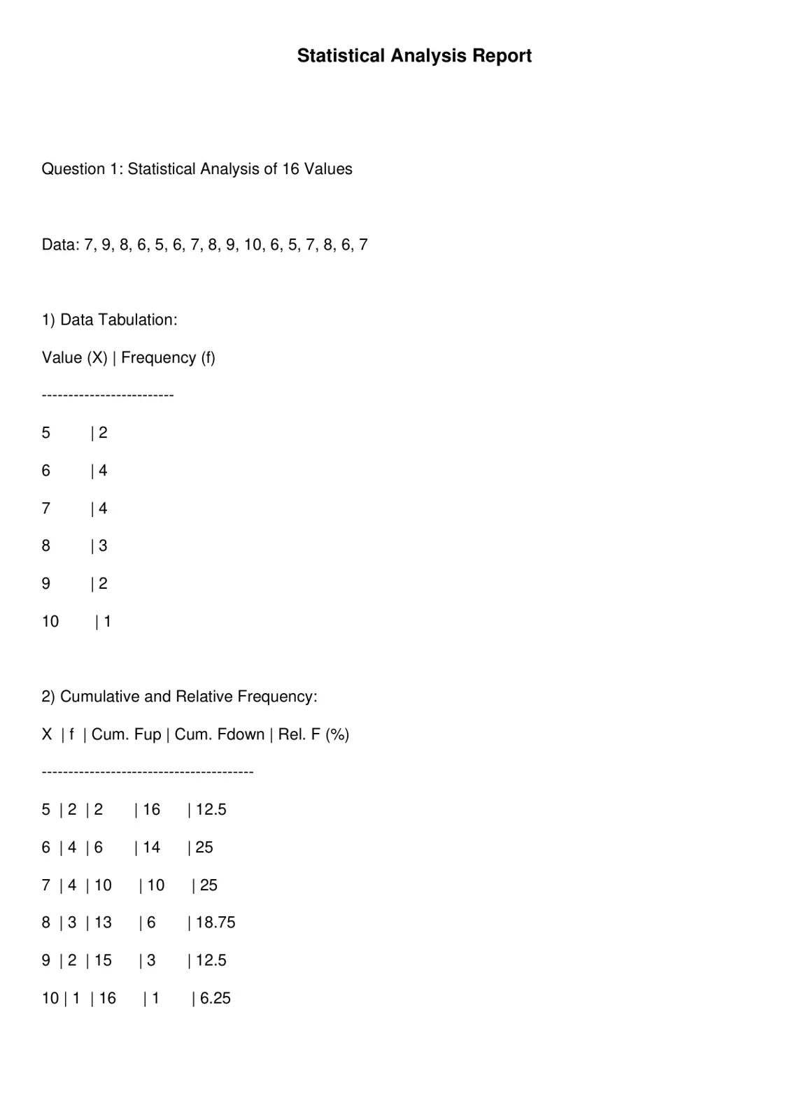 غلاف تقرير Statistical Analysis Report