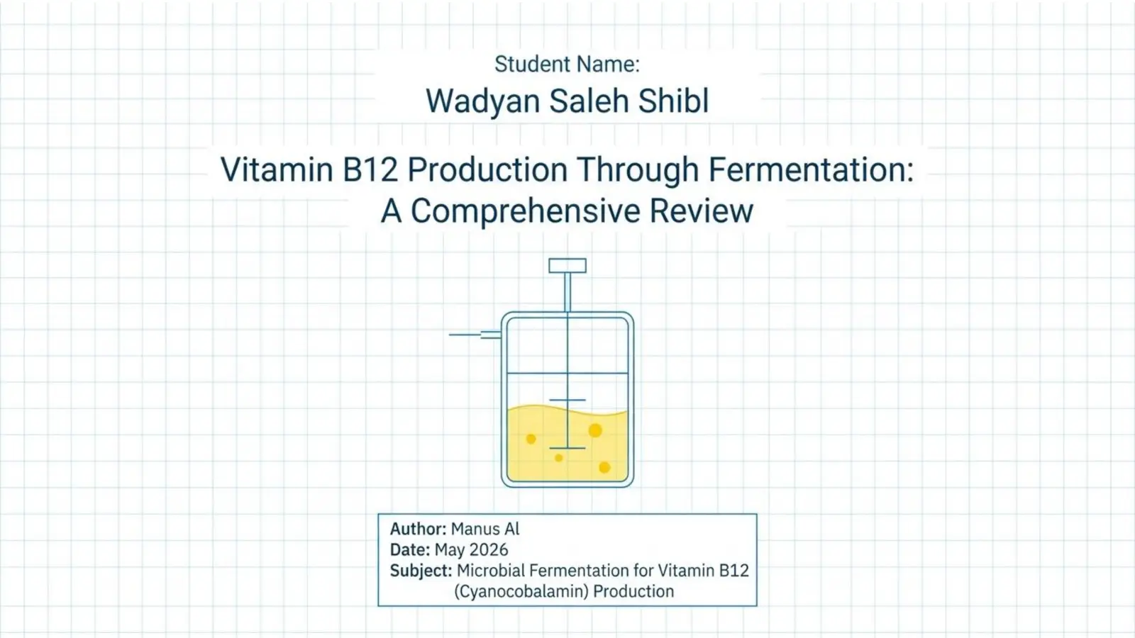 غلاف تقرير Vitamin B12 Production Through Fermentation: A Comprehensive Review