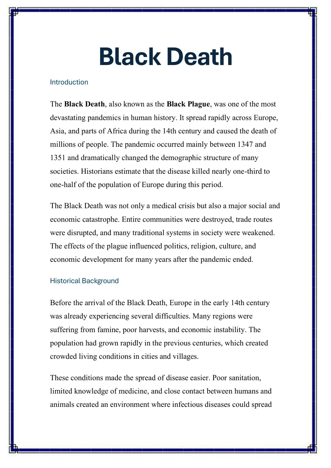 غلاف تقرير Black Death