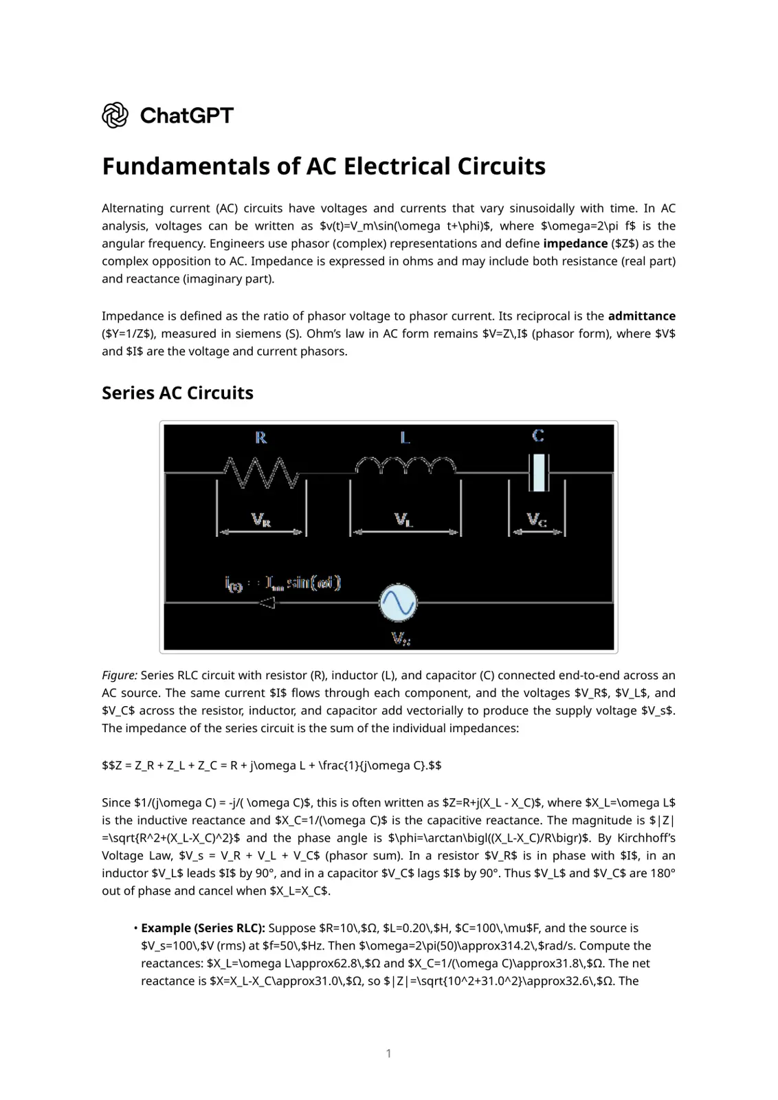 غلاف تقرير Fundamentals of AC Electrical Circuits