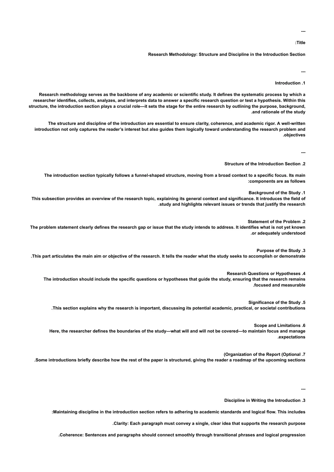 غلاف تقرير Research Methodology: Structure and Discipline in the Introduction Section