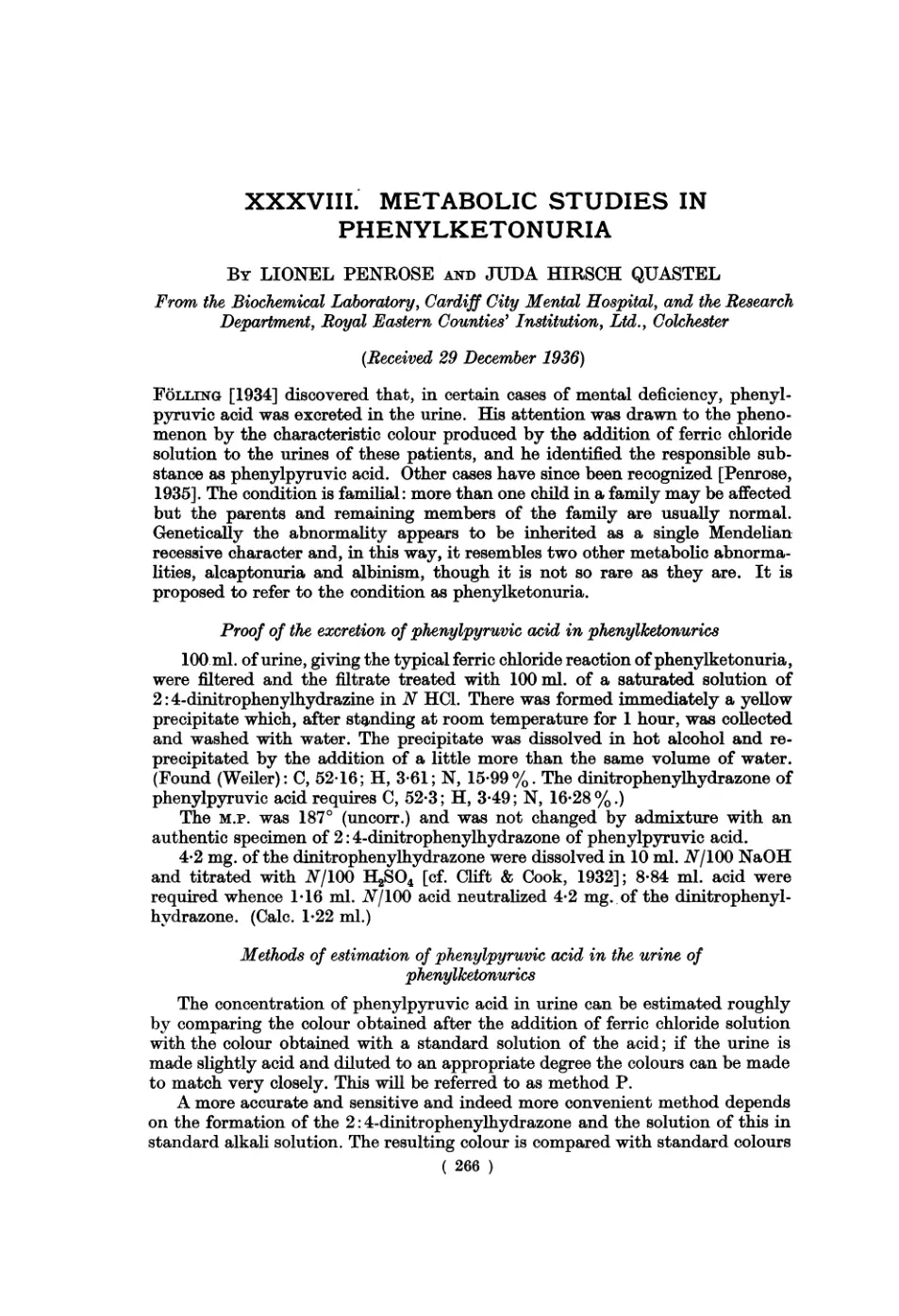 غلاف تقرير Metabolic Studies in Phenylketonuria