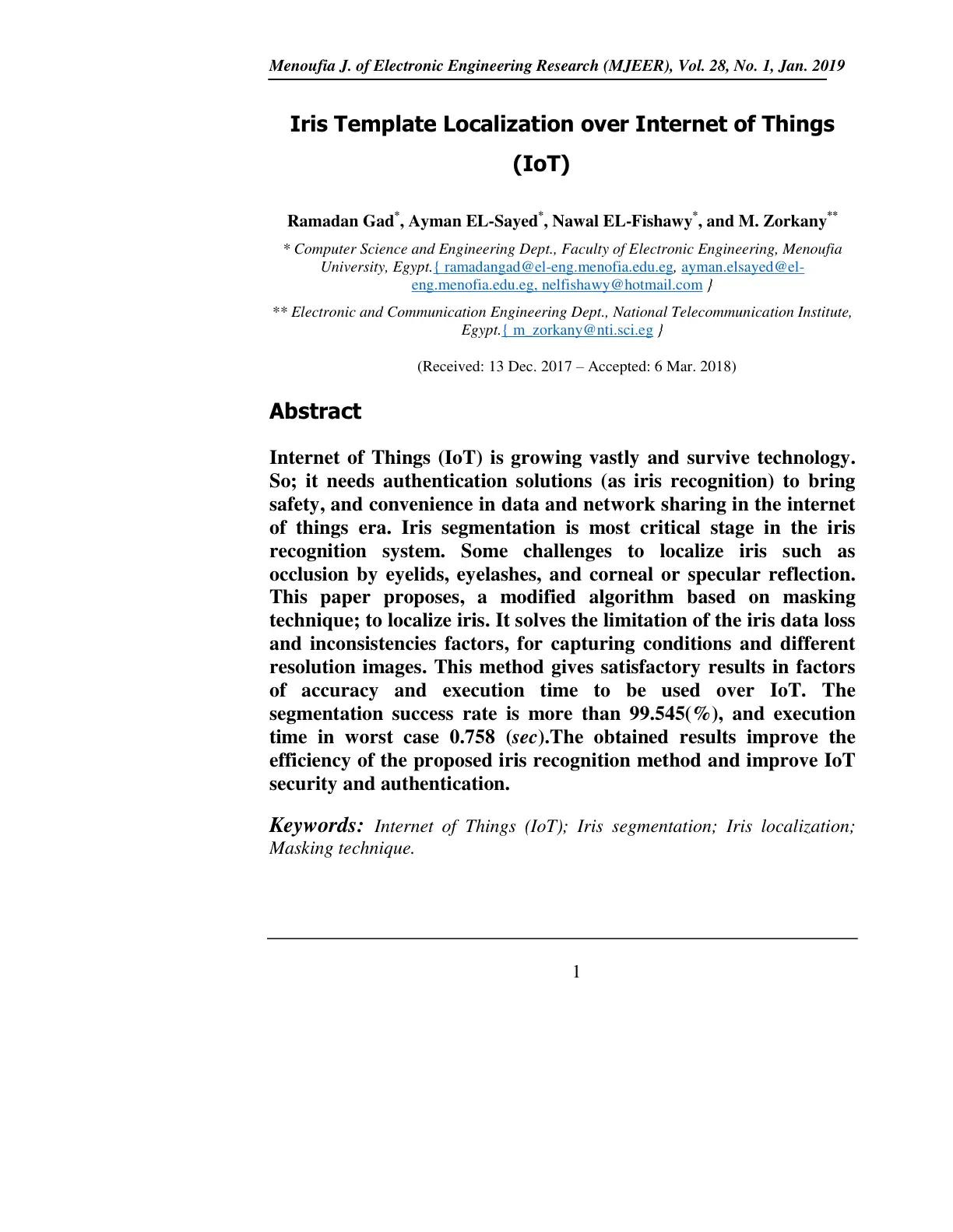 غلاف تقرير Iris Template Localization over Internet of Things (IoT)