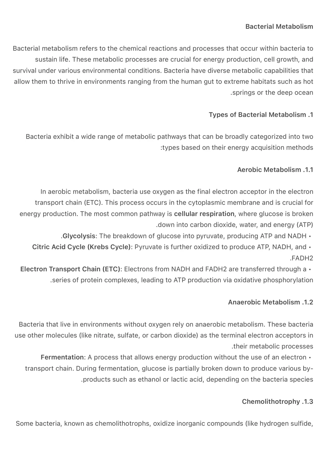 غلاف تقرير Bacterial Metabolism