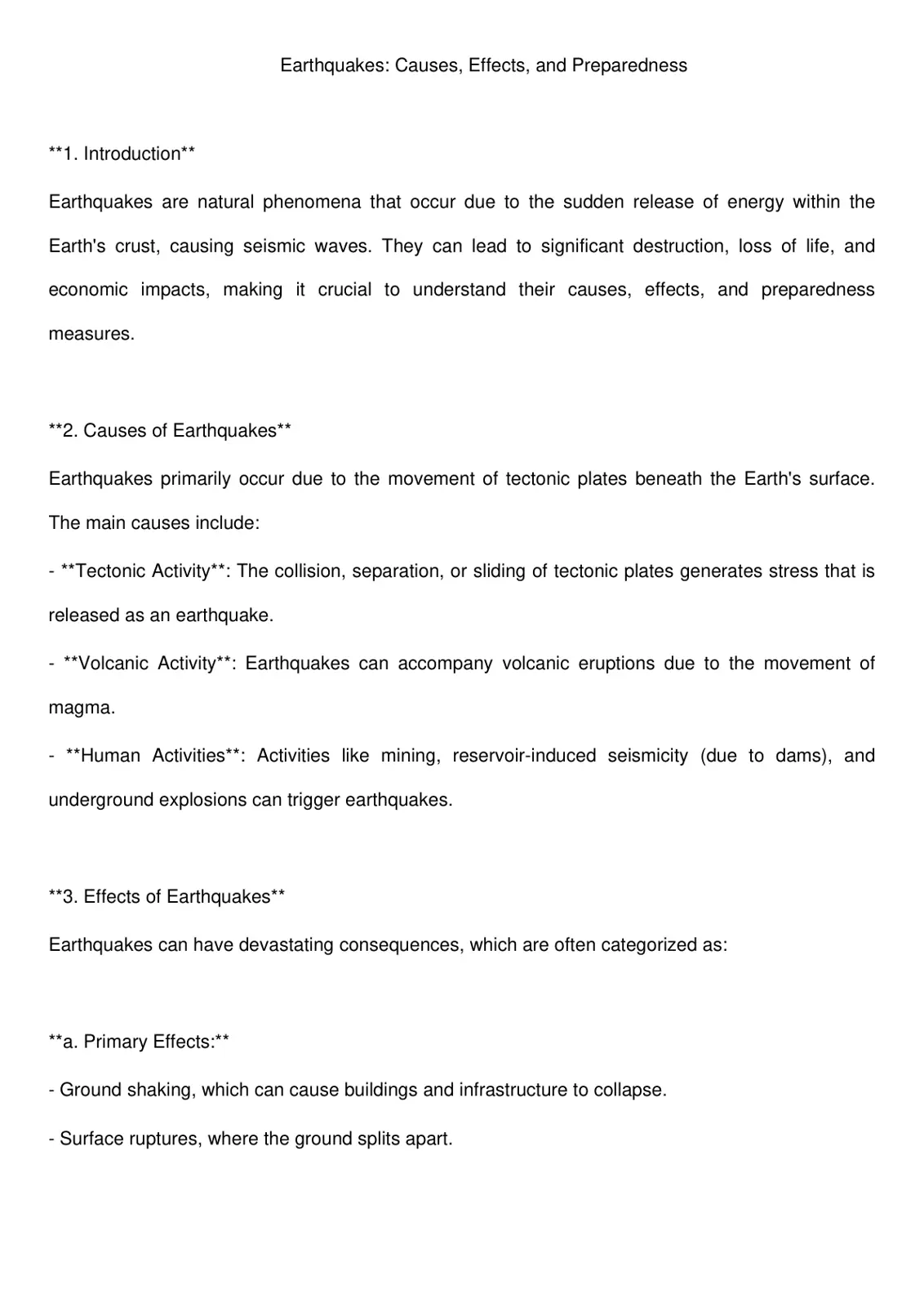 غلاف تقرير Earthquakes: Causes, Effects, and Preparedness