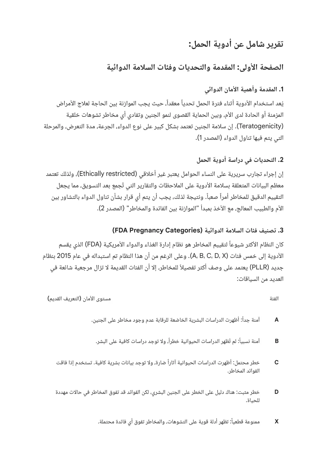 غلاف تقرير تقرير شامل عن أدوية الحمل