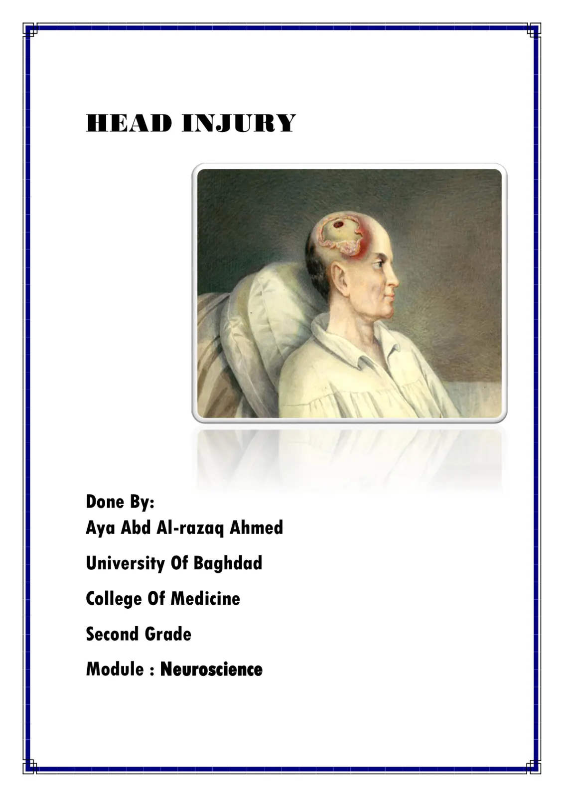 غلاف تقرير HEAD INJURY