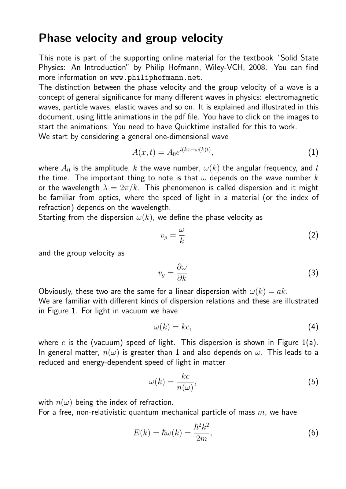 غلاف تقرير Phase velocity and group velocity