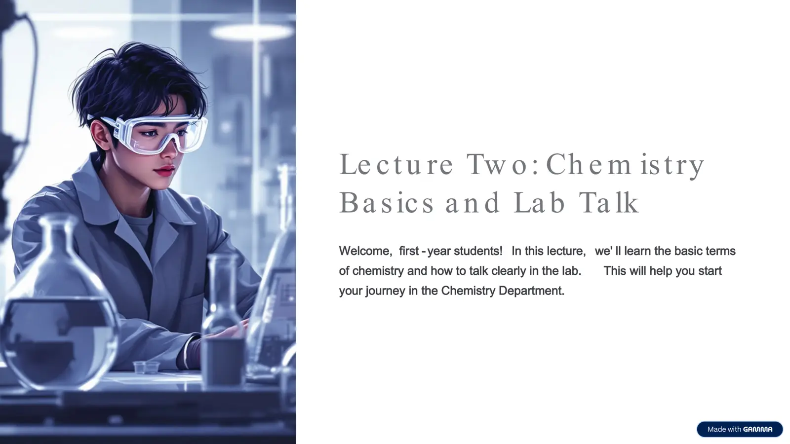 غلاف تقرير Lecture Two: Chemistry Basics and Lab Talk