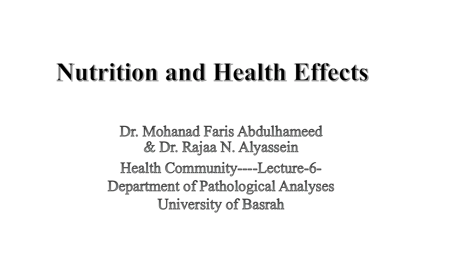 غلاف تقرير Nutrition and Health Effects