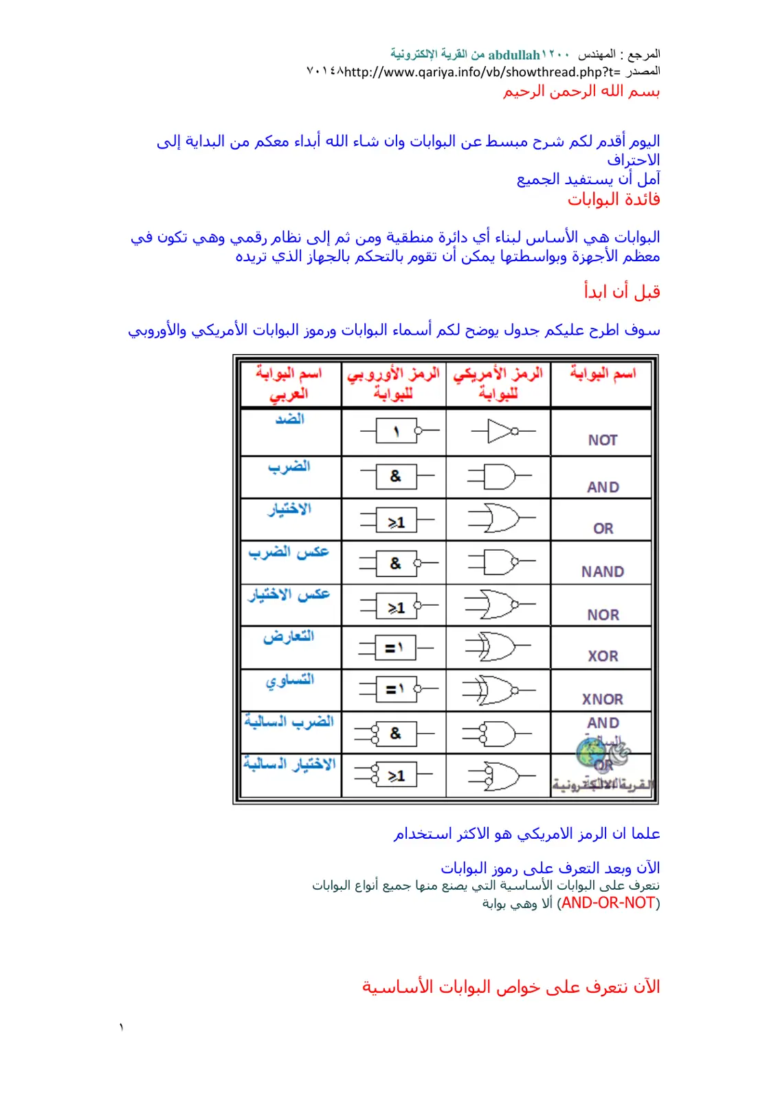 غلاف تقرير شرح البوابات المنطقية (البوابات الأساسية)