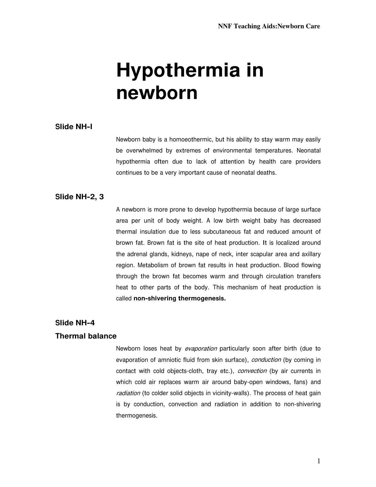 غلاف تقرير Hypothermia in newborn