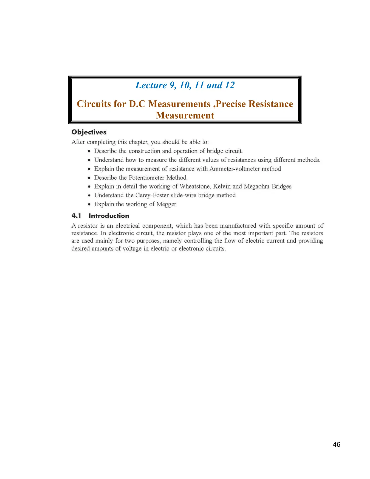 غلاف تقرير Circuits for D.C Measurements, Precise Resistance Measurement