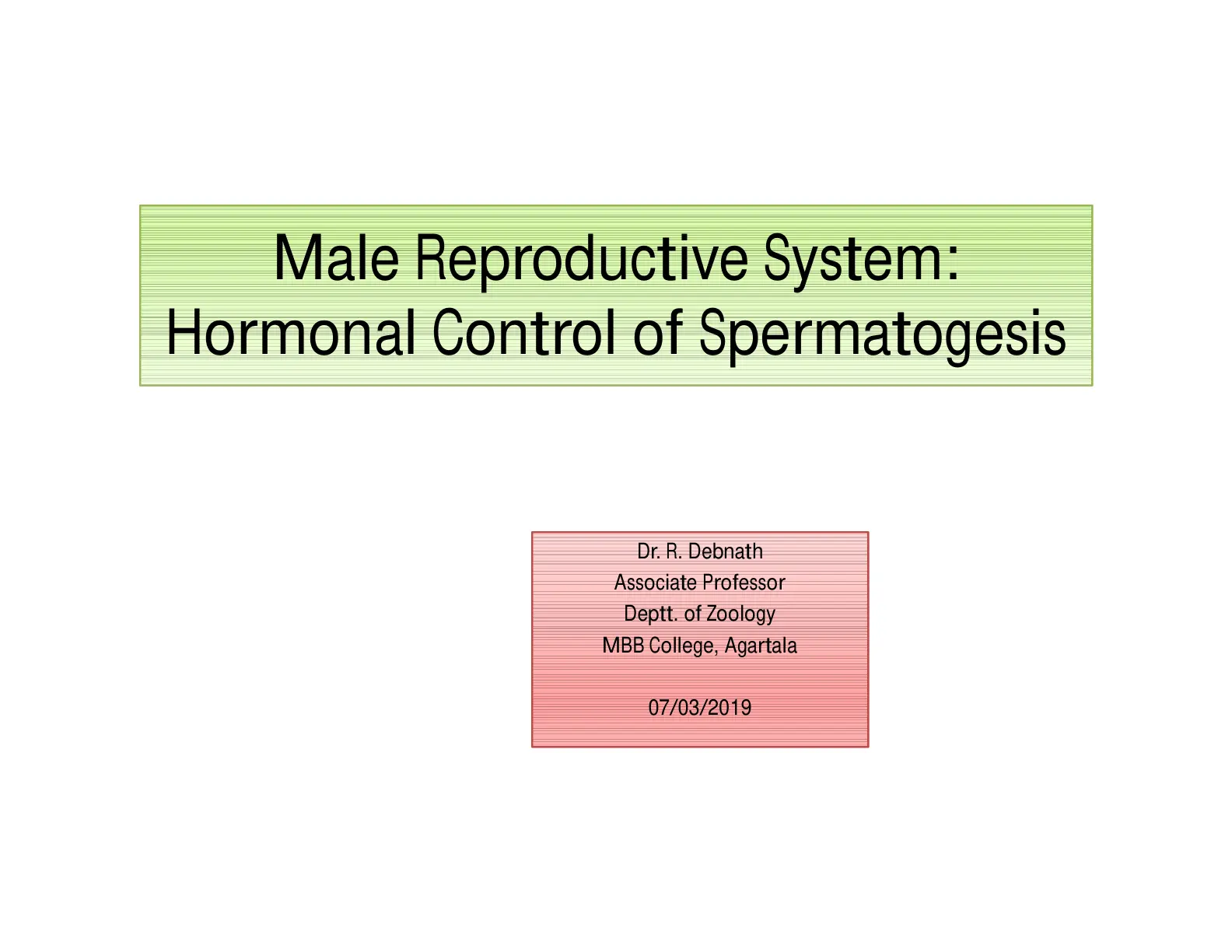 غلاف تقرير Male Reproductive System: Hormonal Control of Spermatogenesis