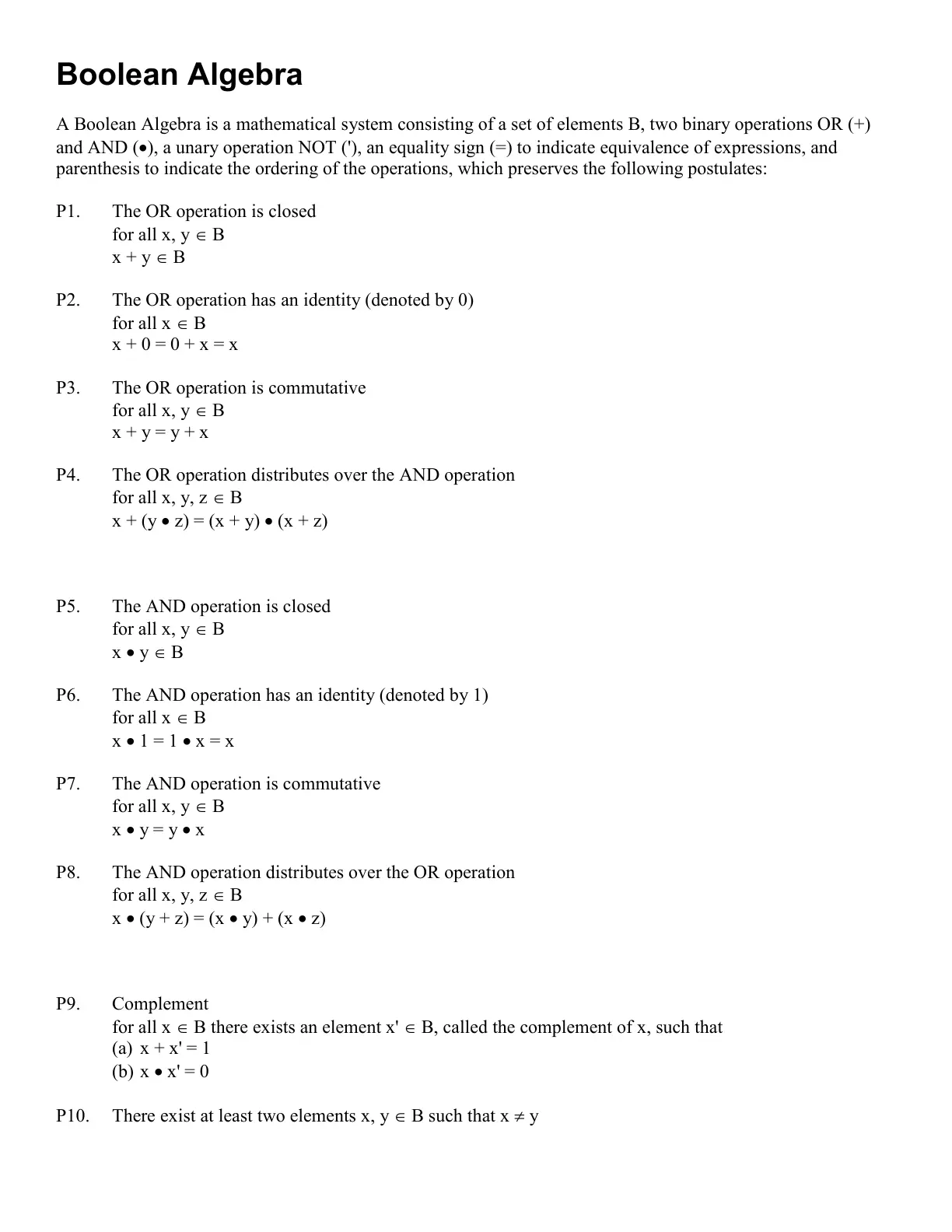 غلاف تقرير Boolean Algebra