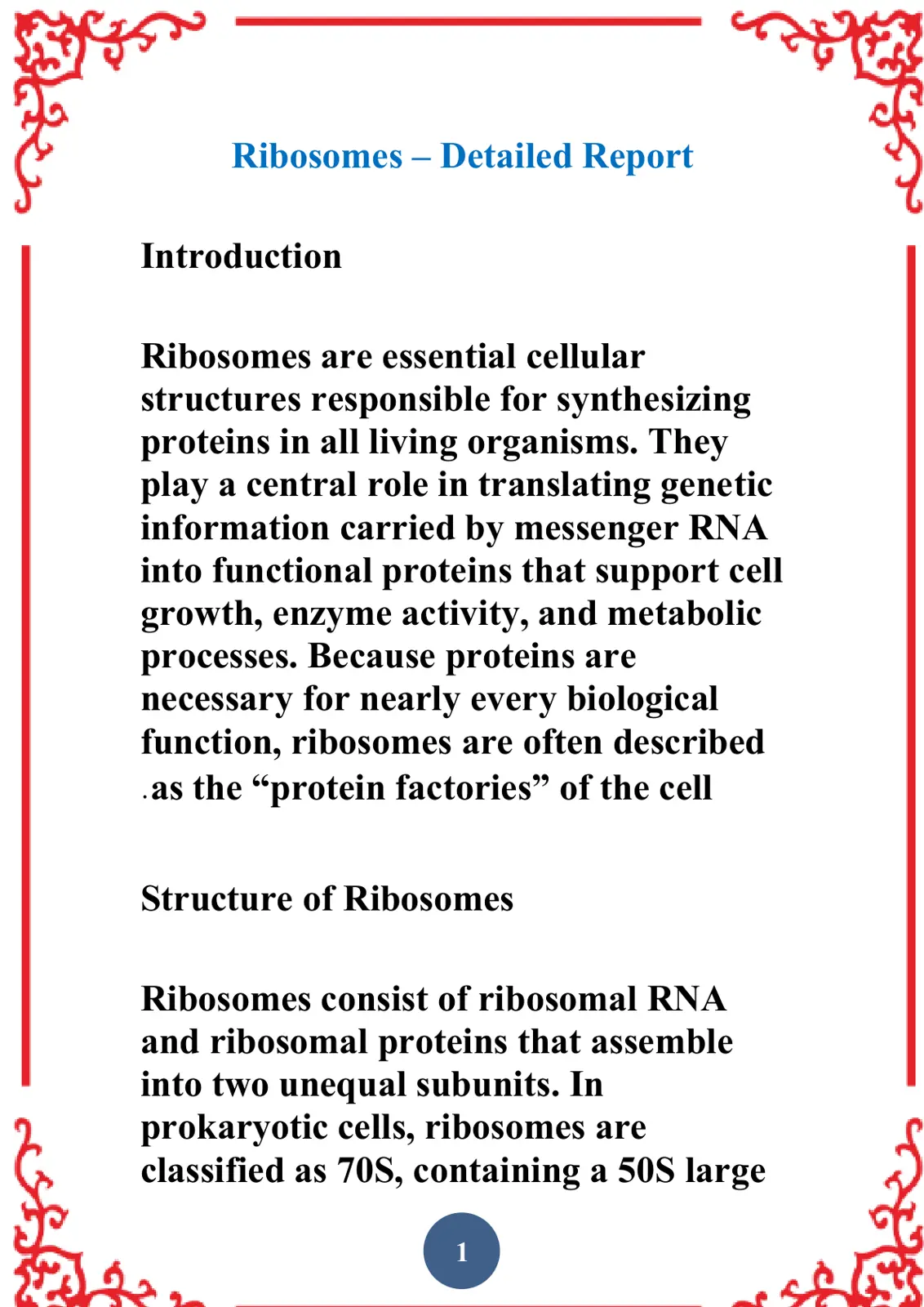 غلاف تقرير Ribosomes - Detailed Report
