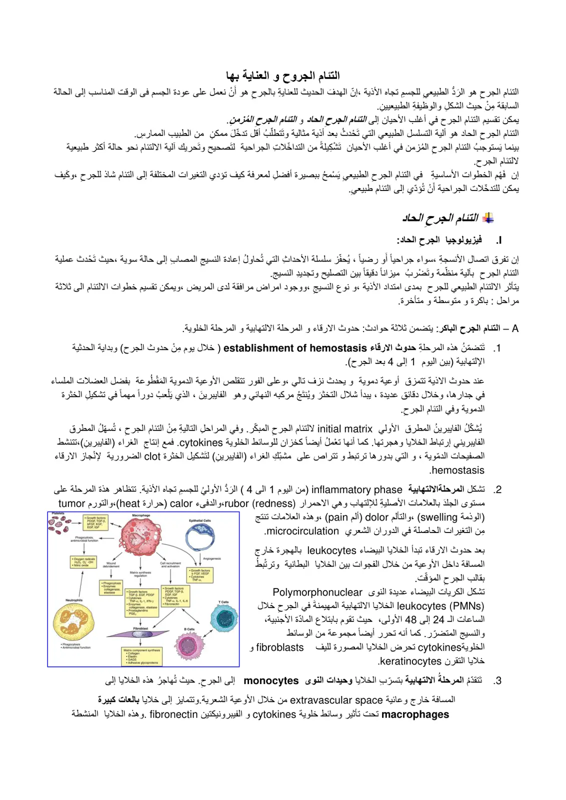 غلاف تقرير التئام الجروح والعناية بها