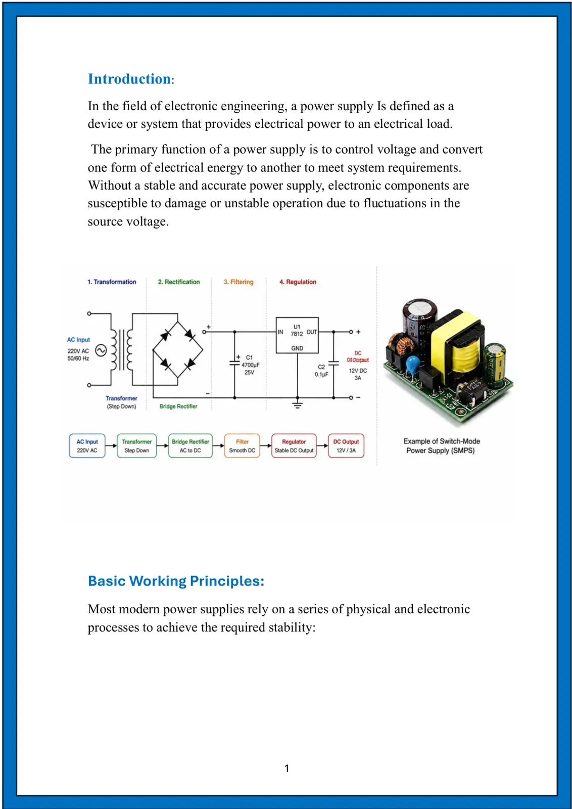 غلاف تقرير Power Supply Design and Analysis