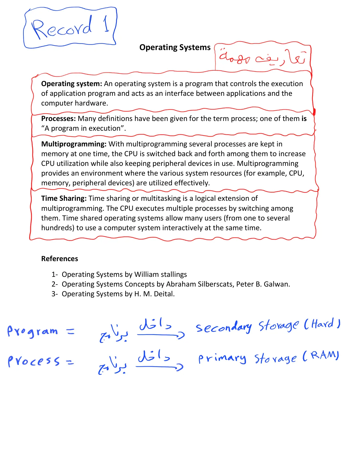 غلاف تقرير Operating Systems: Important Definitions