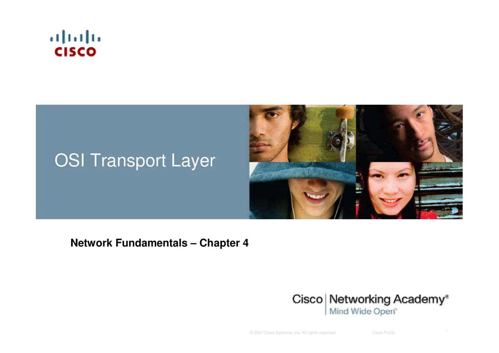 غلاف تقرير OSI Transport Layer - Network Fundamentals Chapter 4