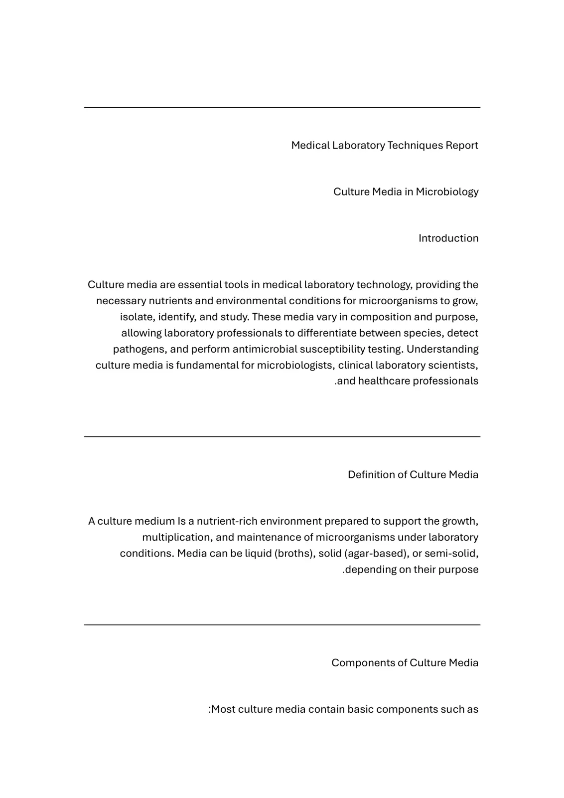 غلاف تقرير Culture Media in Microbiology
