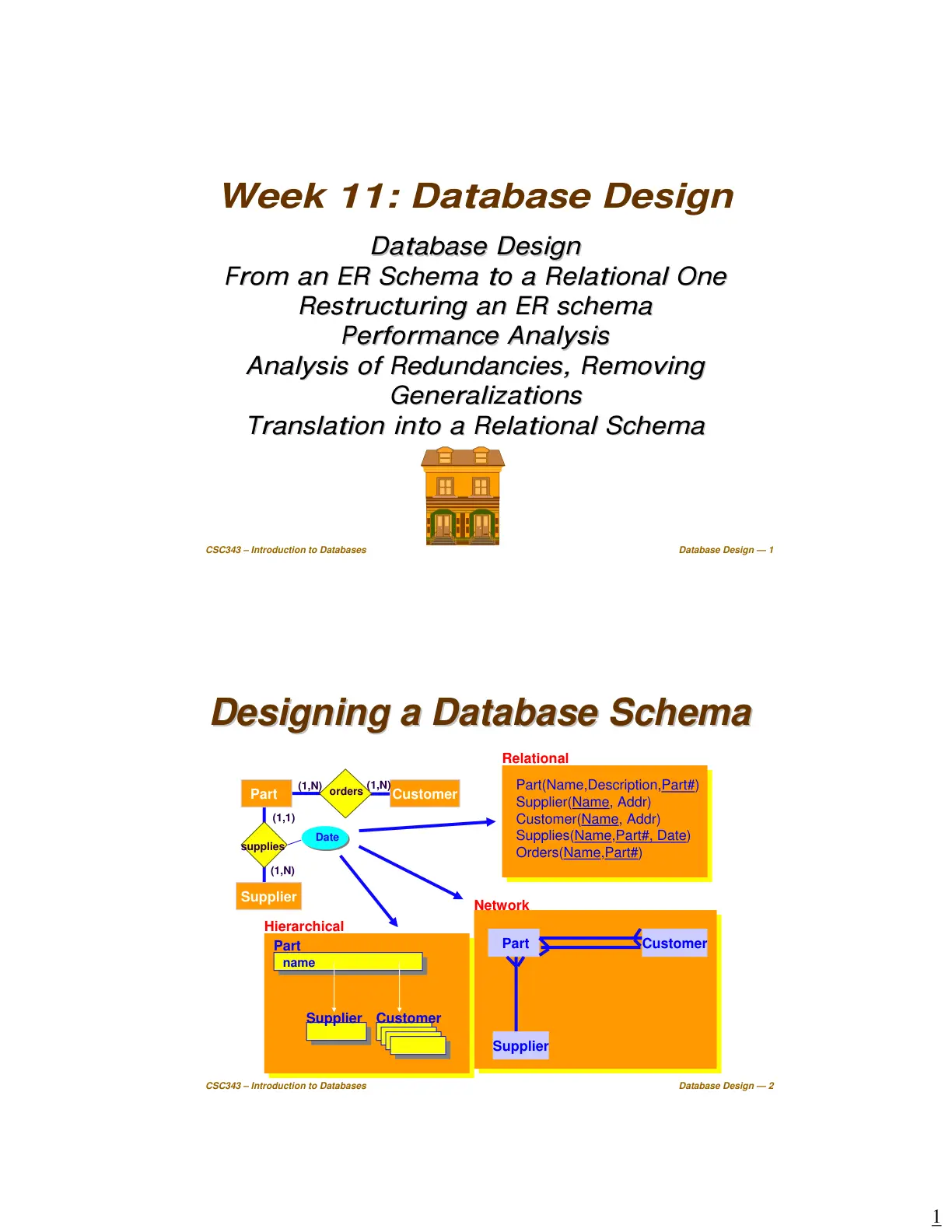 غلاف تقرير Database Design - From an ER Schema to a Relational One