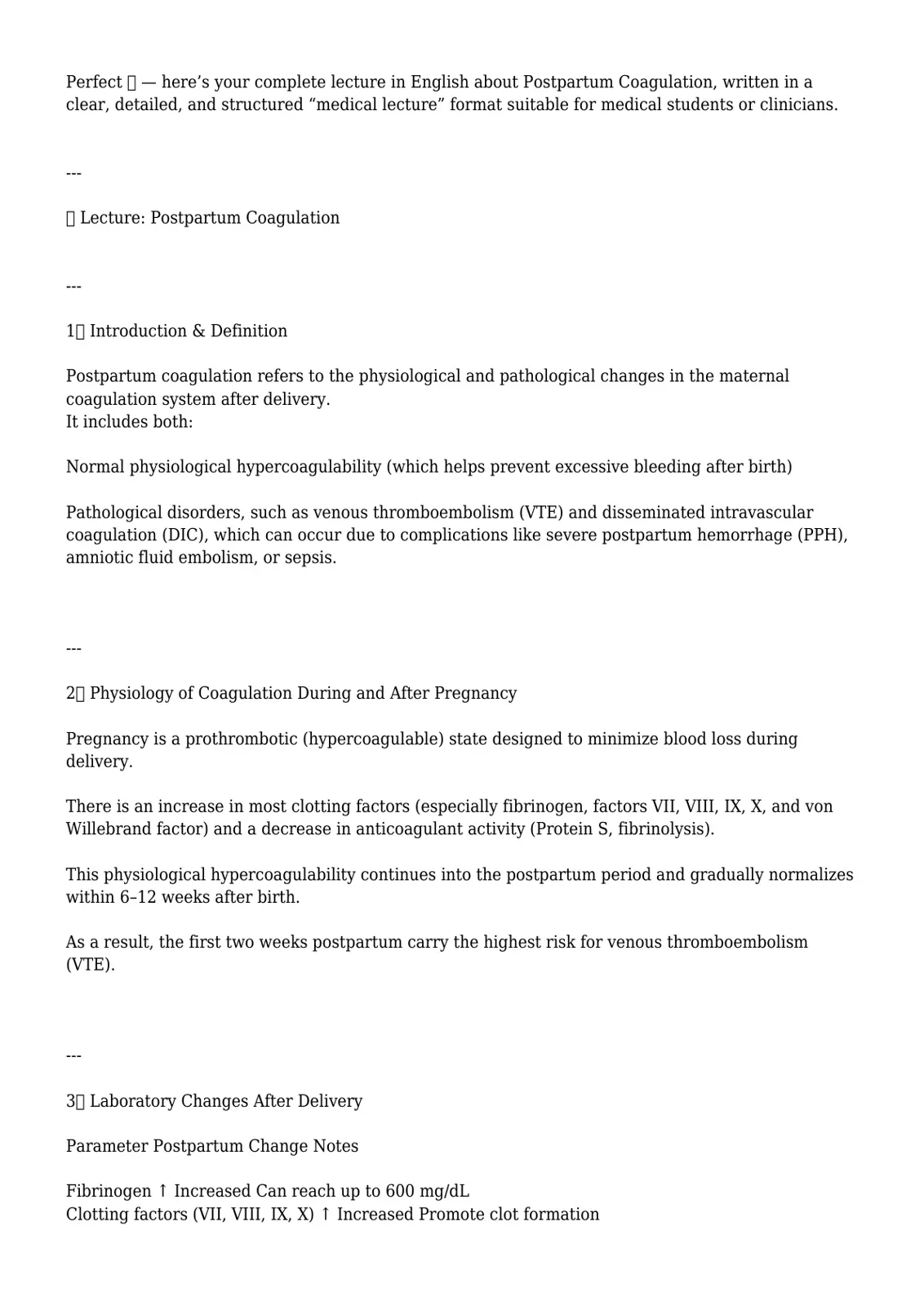 غلاف تقرير Postpartum Coagulation