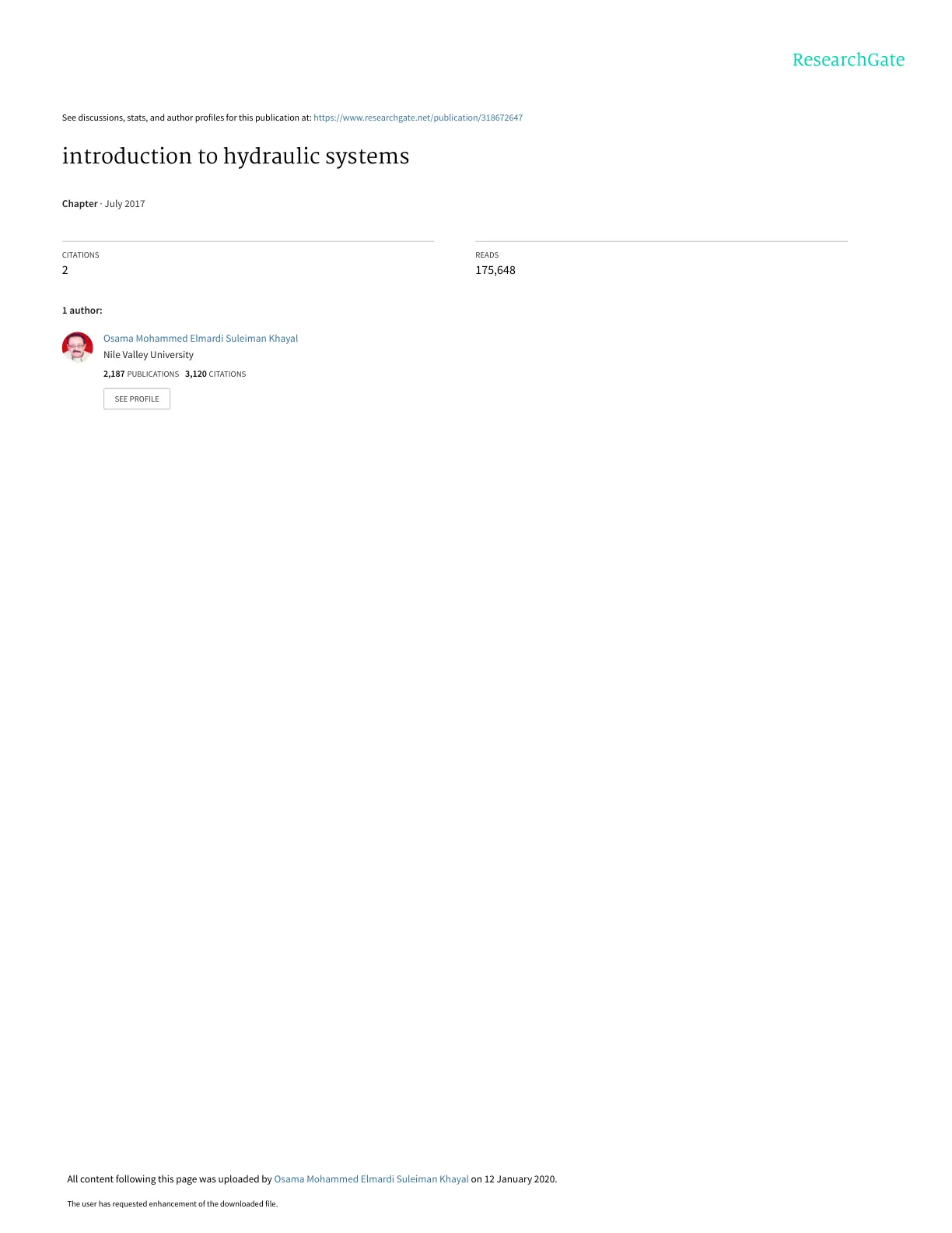 غلاف تقرير introduction to hydraulic systems