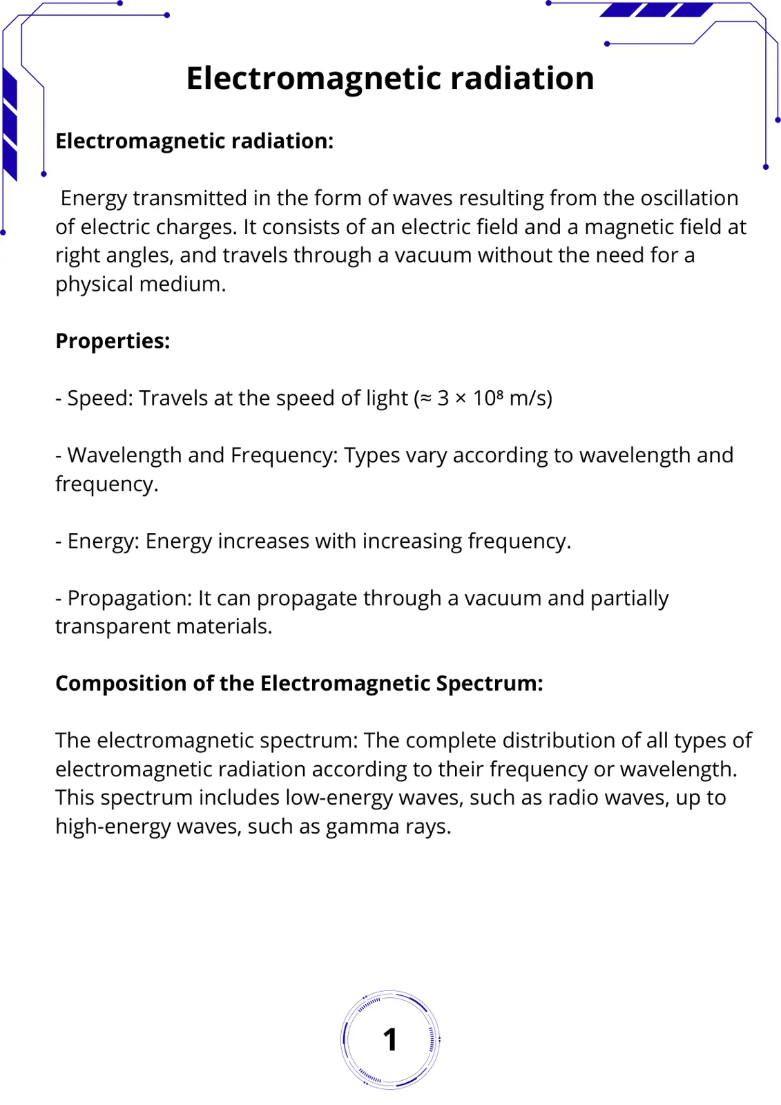 غلاف تقرير Electromagnetic Radiation