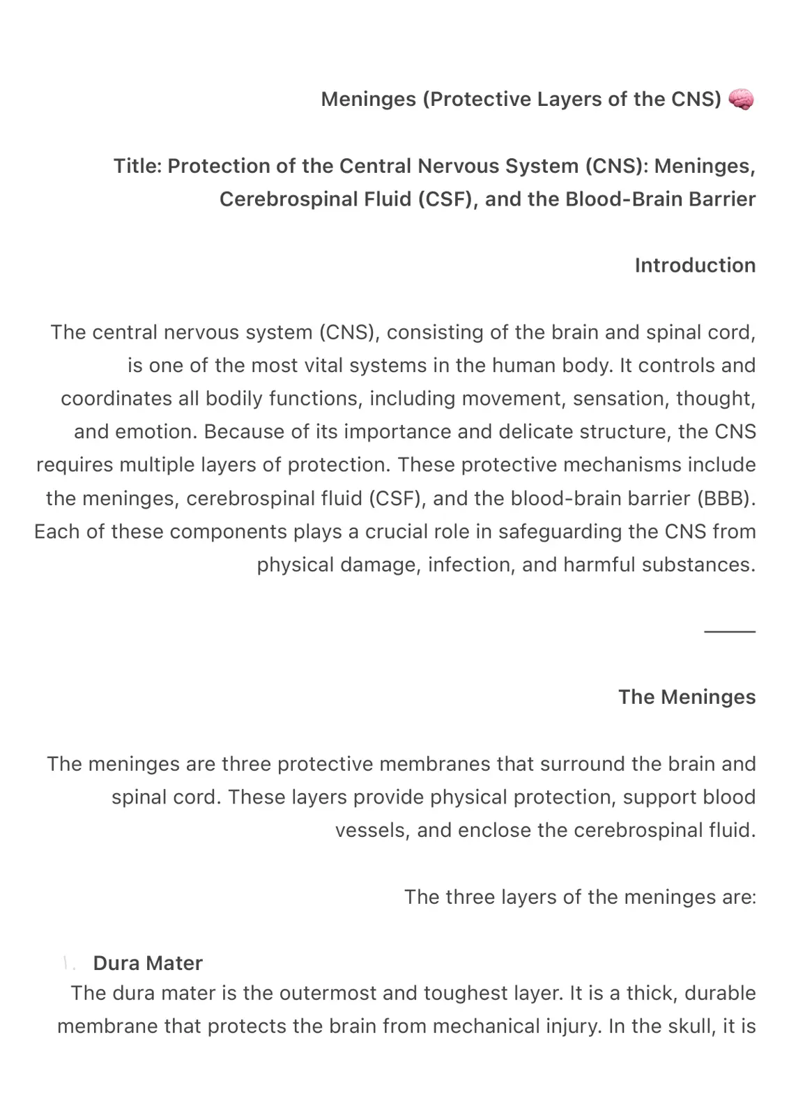 غلاف تقرير Meninges (Protective Layers of the CNS)