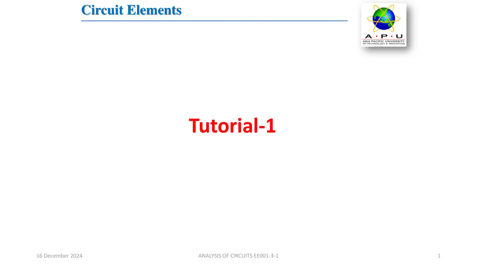 غلاف تقرير Circuit Elements