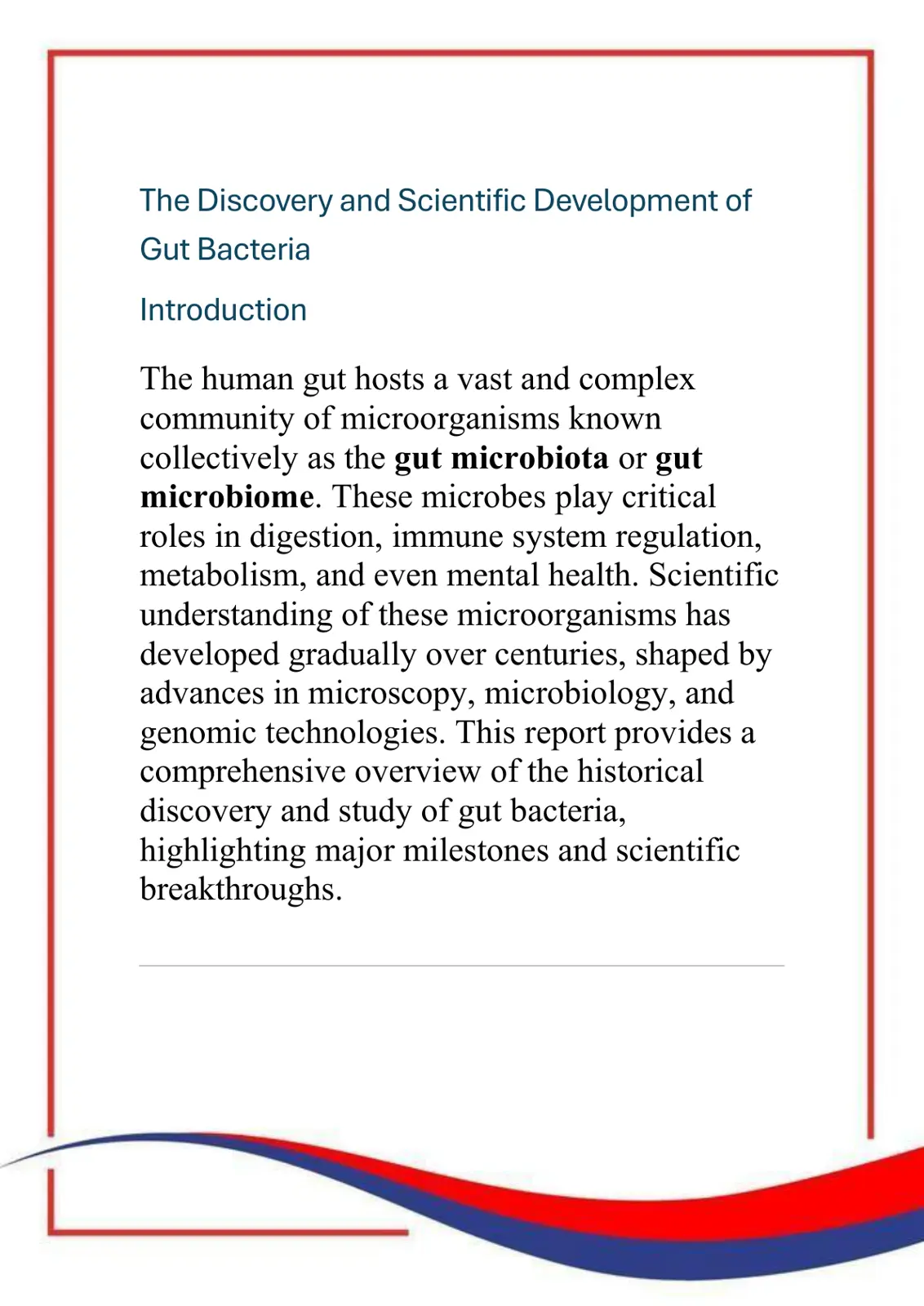 غلاف تقرير The Discovery and Scientific Development of Gut Bacteria