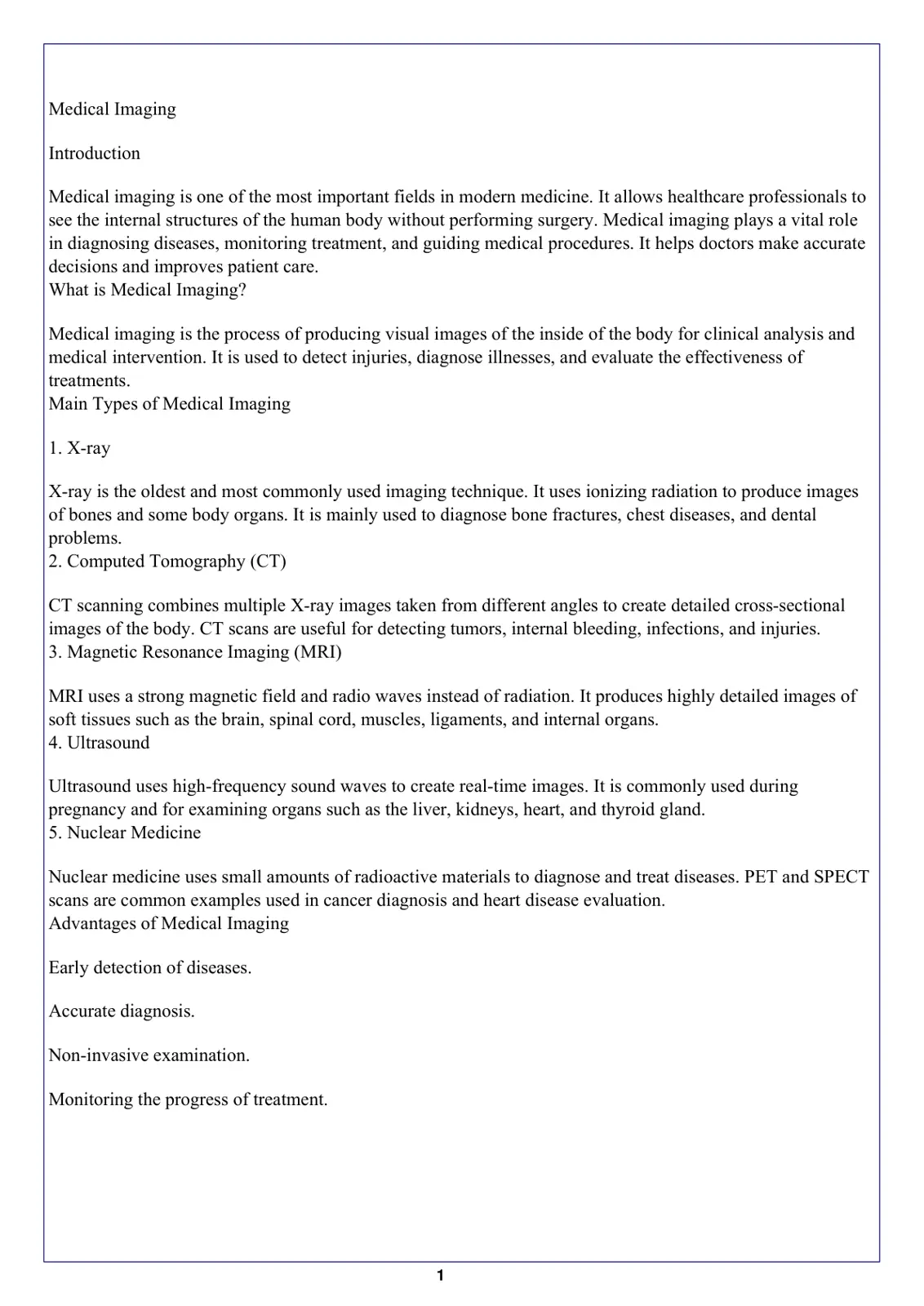 غلاف تقرير Medical Imaging
