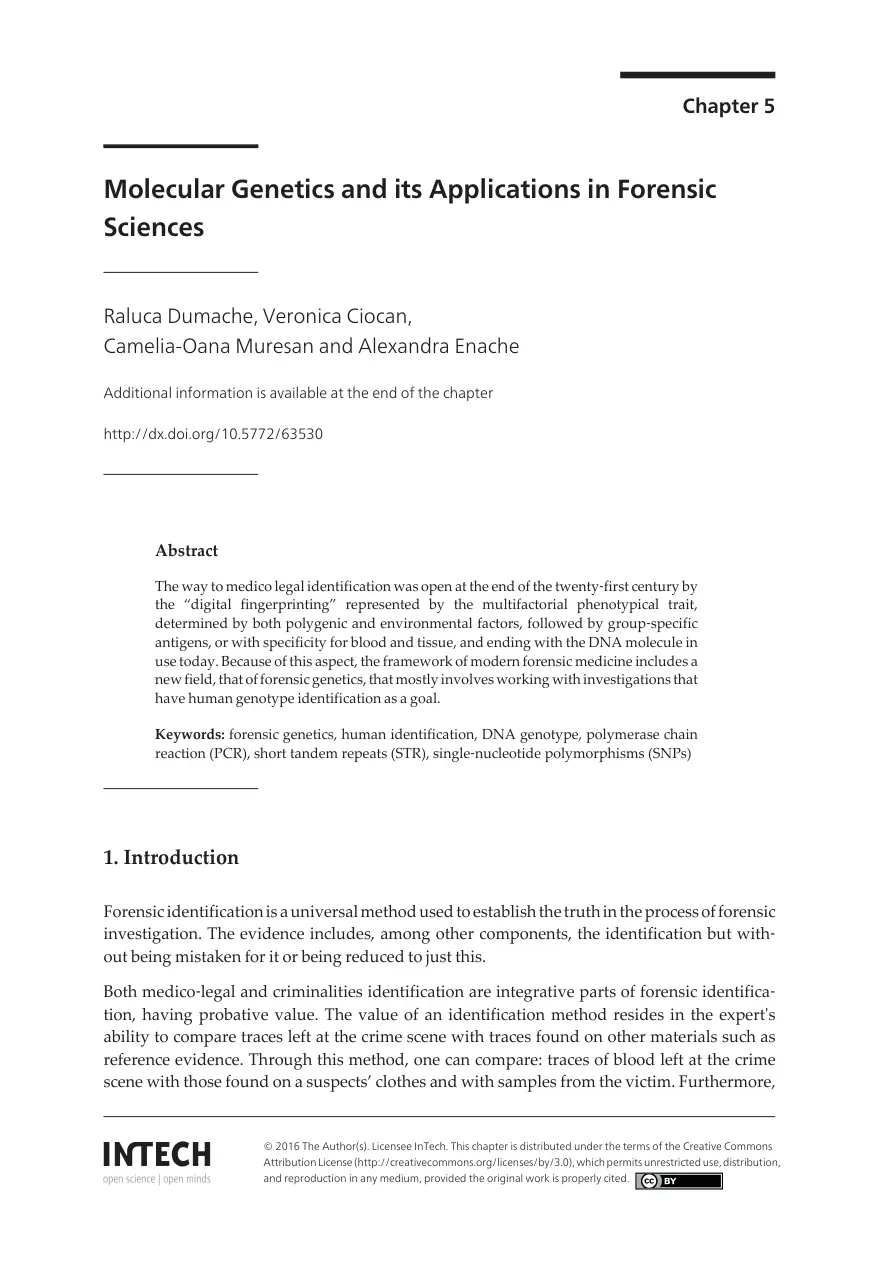 غلاف تقرير Molecular Genetics and its Applications in Forensic Sciences