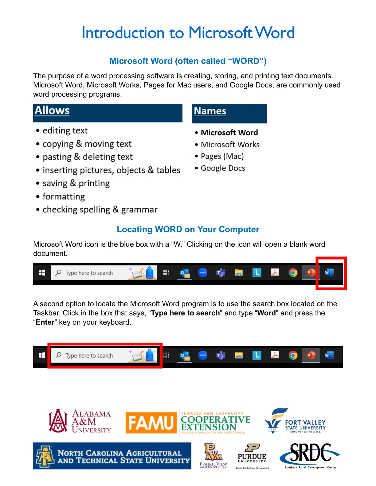 غلاف تقرير Introduction to Microsoft Word