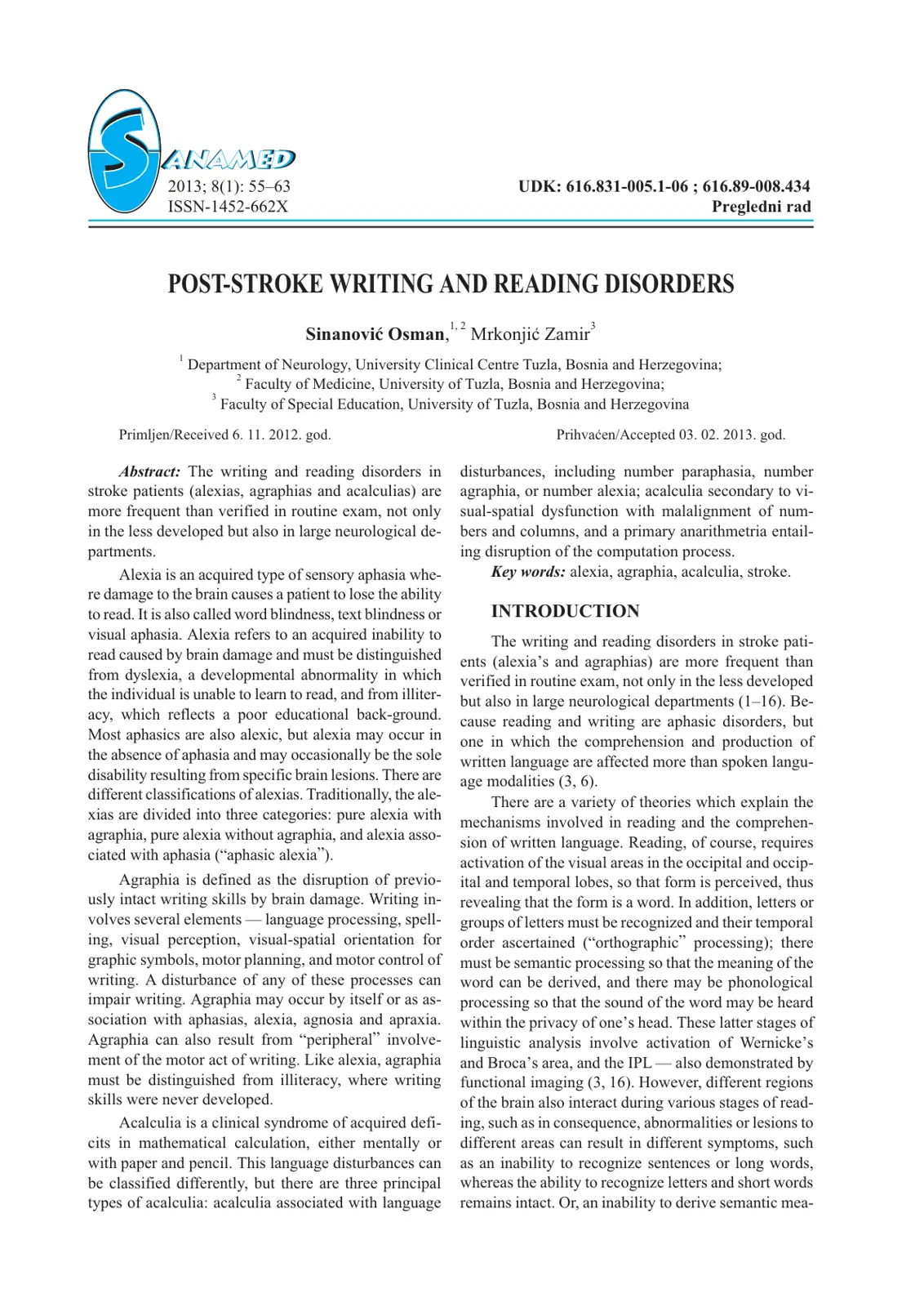 غلاف تقرير Post-Stroke Writing and Reading Disorders