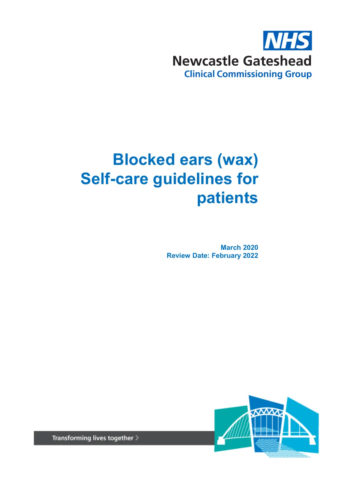 غلاف تقرير Blocked ears (wax) Self-care guidelines for patients