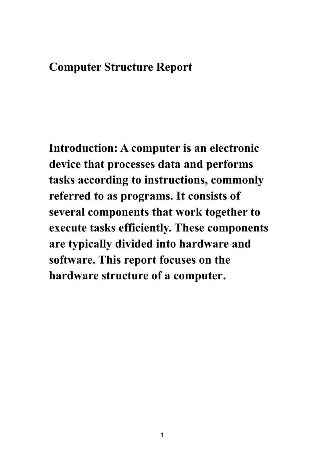 غلاف تقرير Computer Structure Report