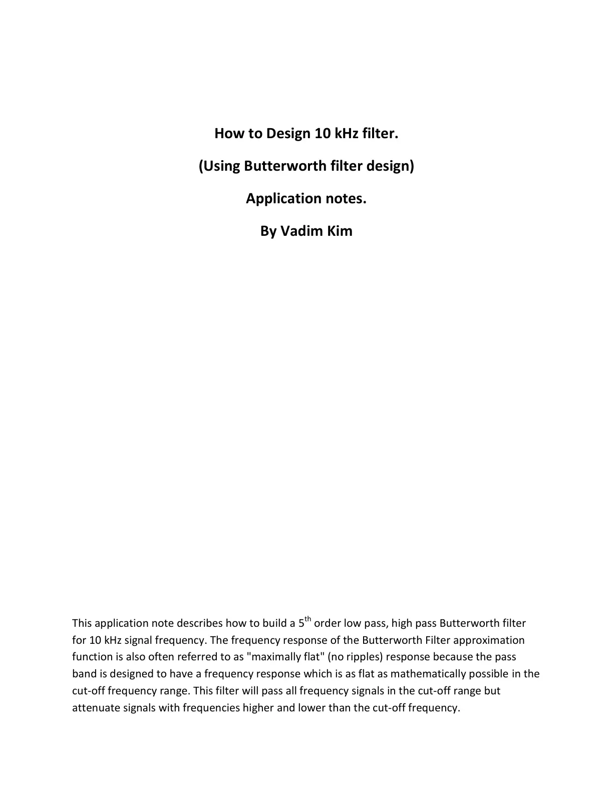 غلاف تقرير How to Design 10 kHz filter (Using Butterworth filter design)