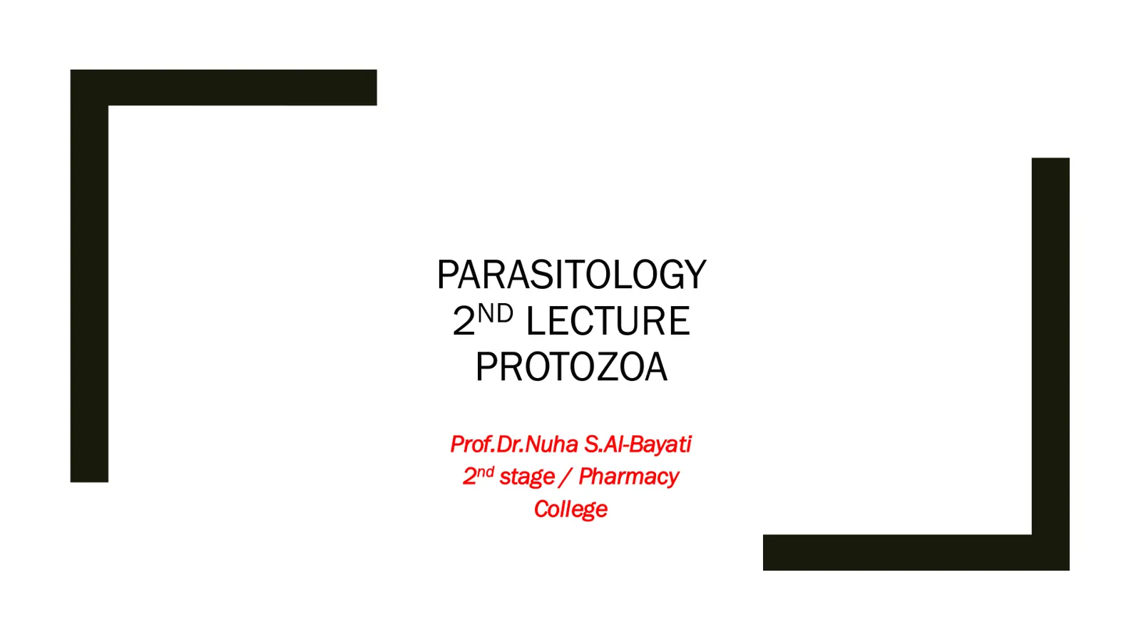 غلاف تقرير PARASITOLOGY PROTOZOA