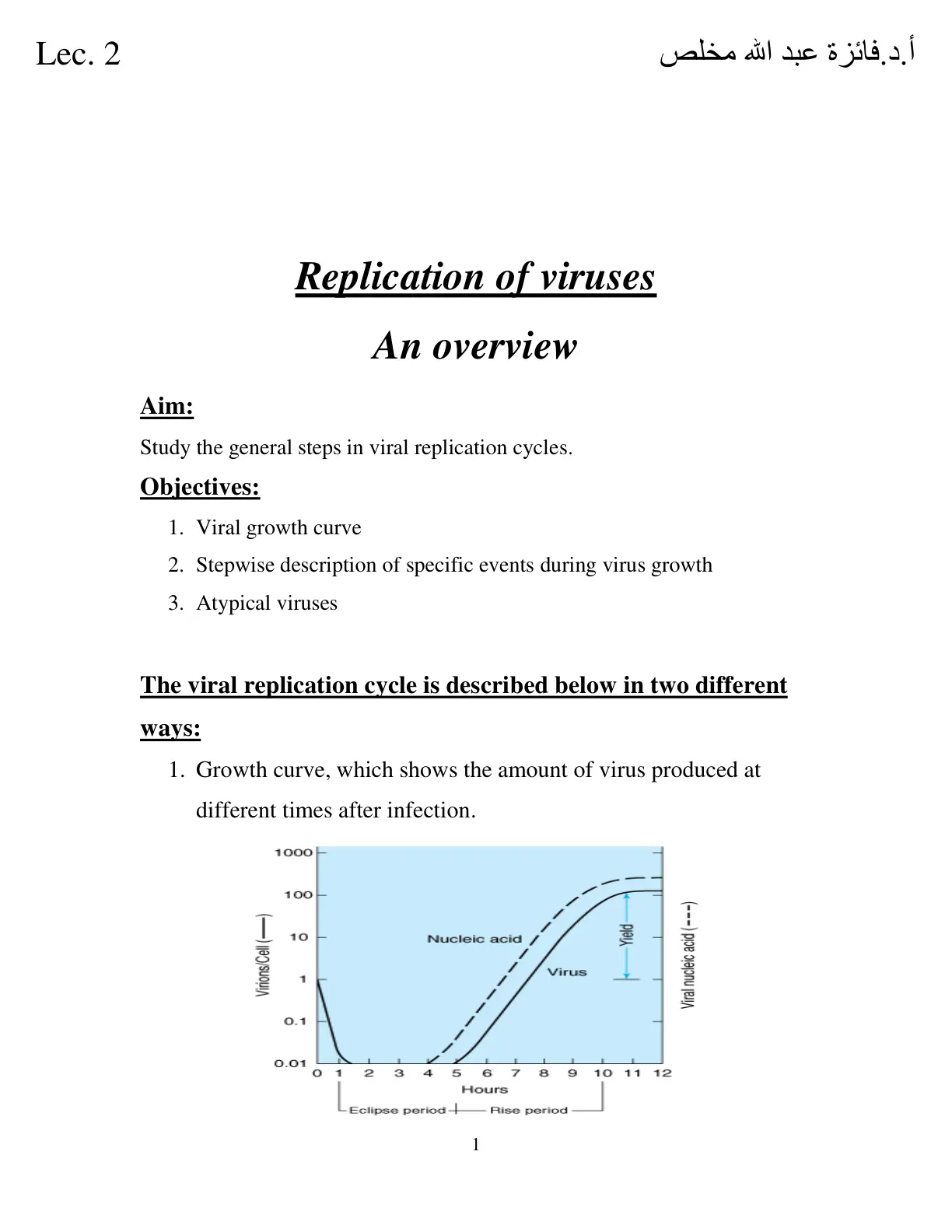 غلاف تقرير Lecture 2: Replication of Viruses