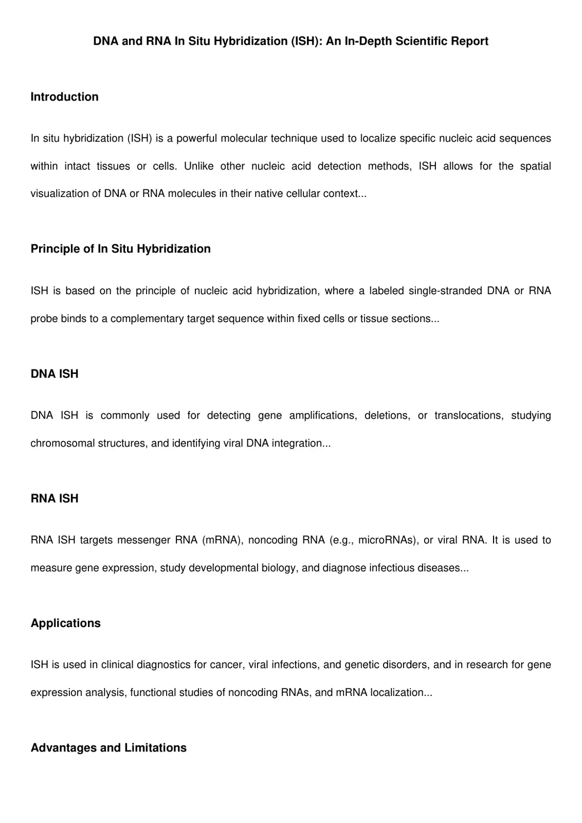 غلاف تقرير DNA and RNA In Situ Hybridization (ISH): An In-Depth Scientific Report