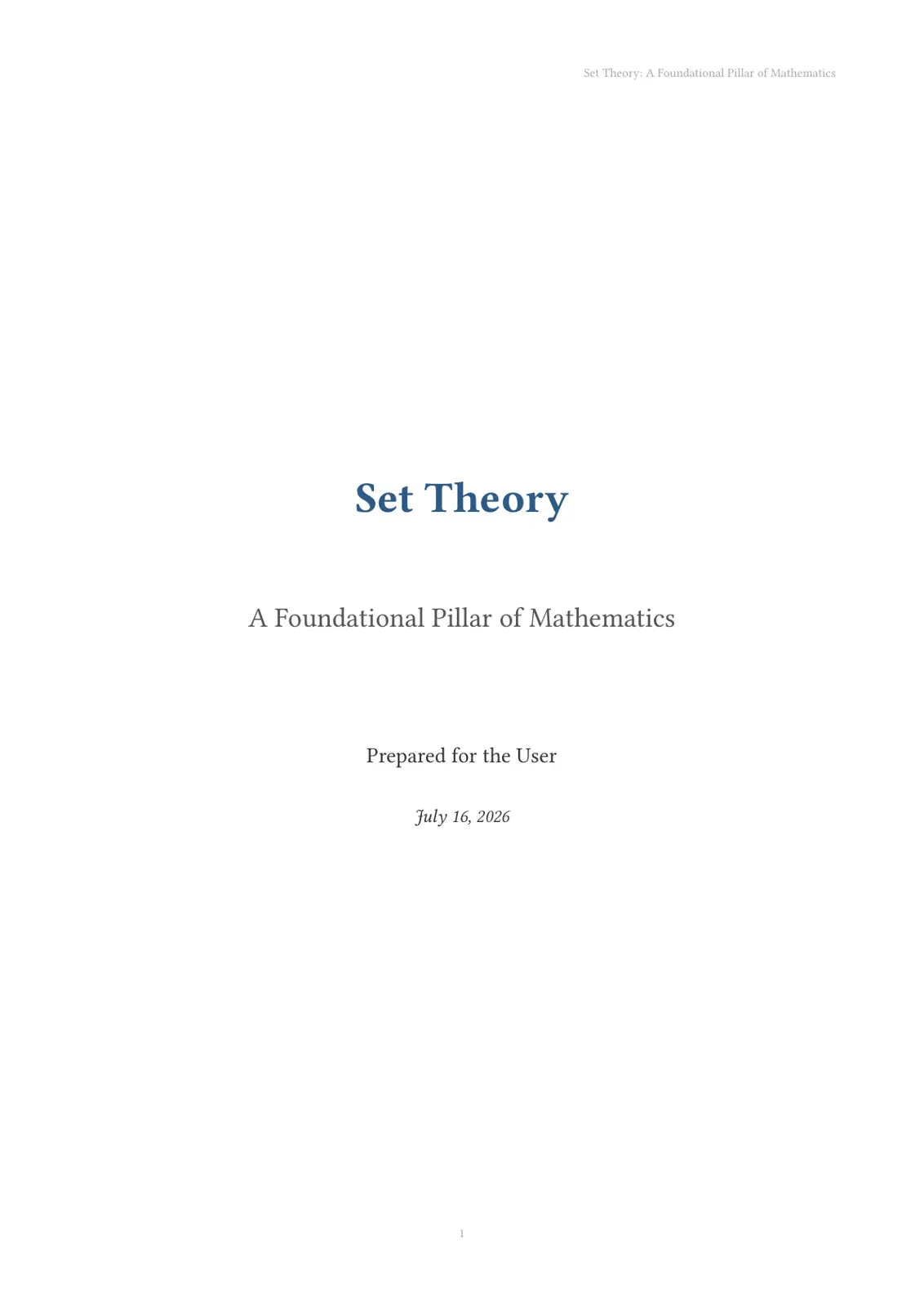 غلاف تقرير Set Theory: A Foundational Pillar of Mathematics