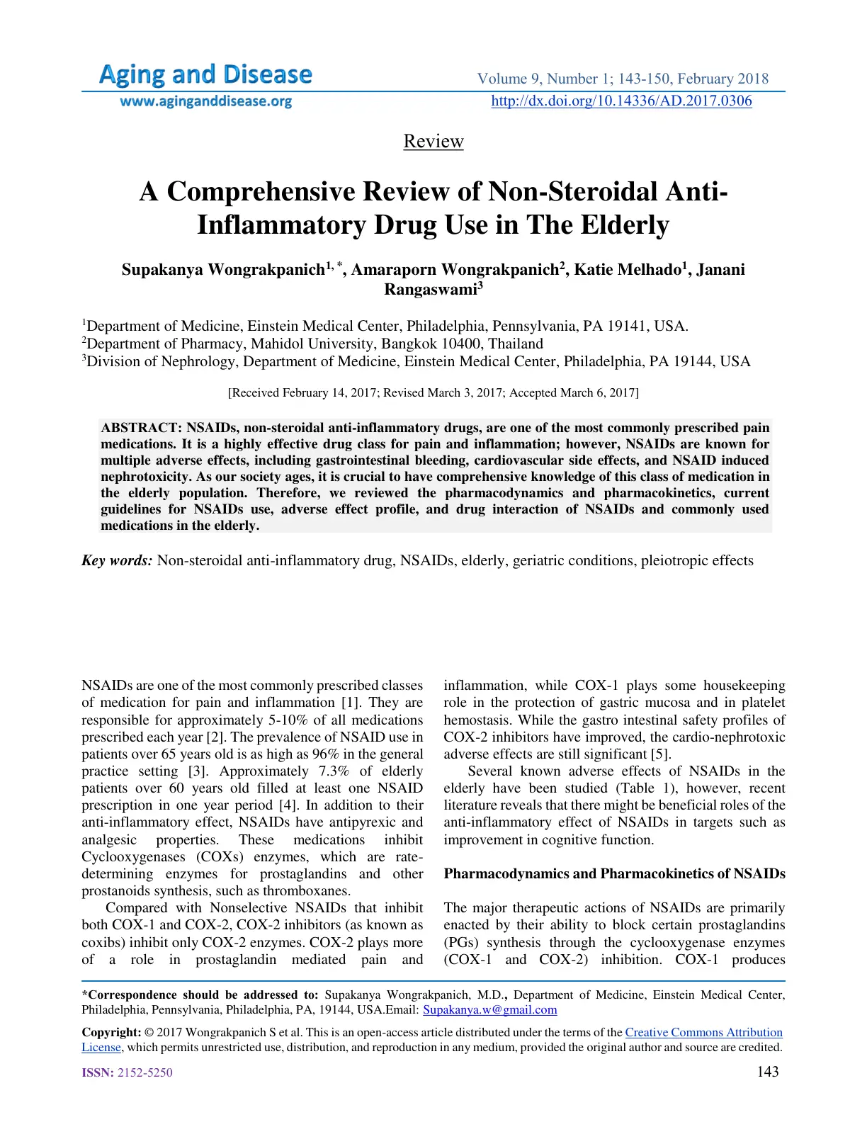 غلاف تقرير A Comprehensive Review of Non-Steroidal Anti-Inflammatory Drug Use in The Elderly