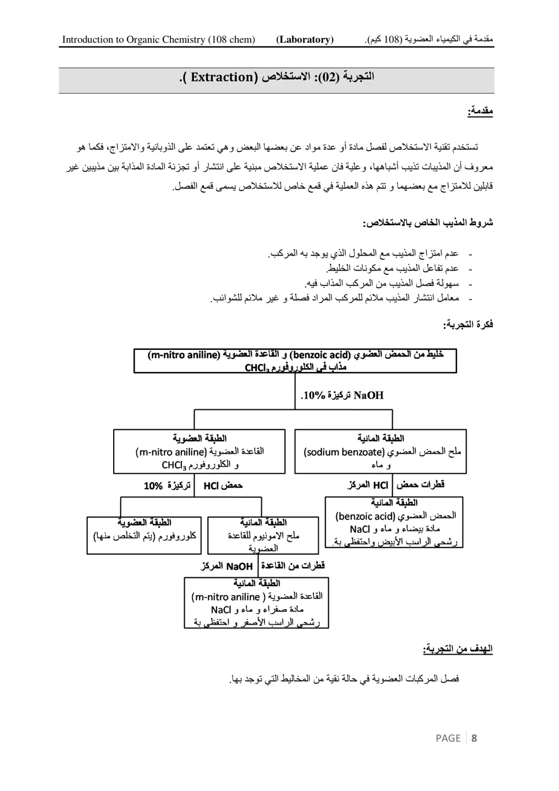 غلاف تقرير التجربة (02) : الاستخلاص (Extraction )