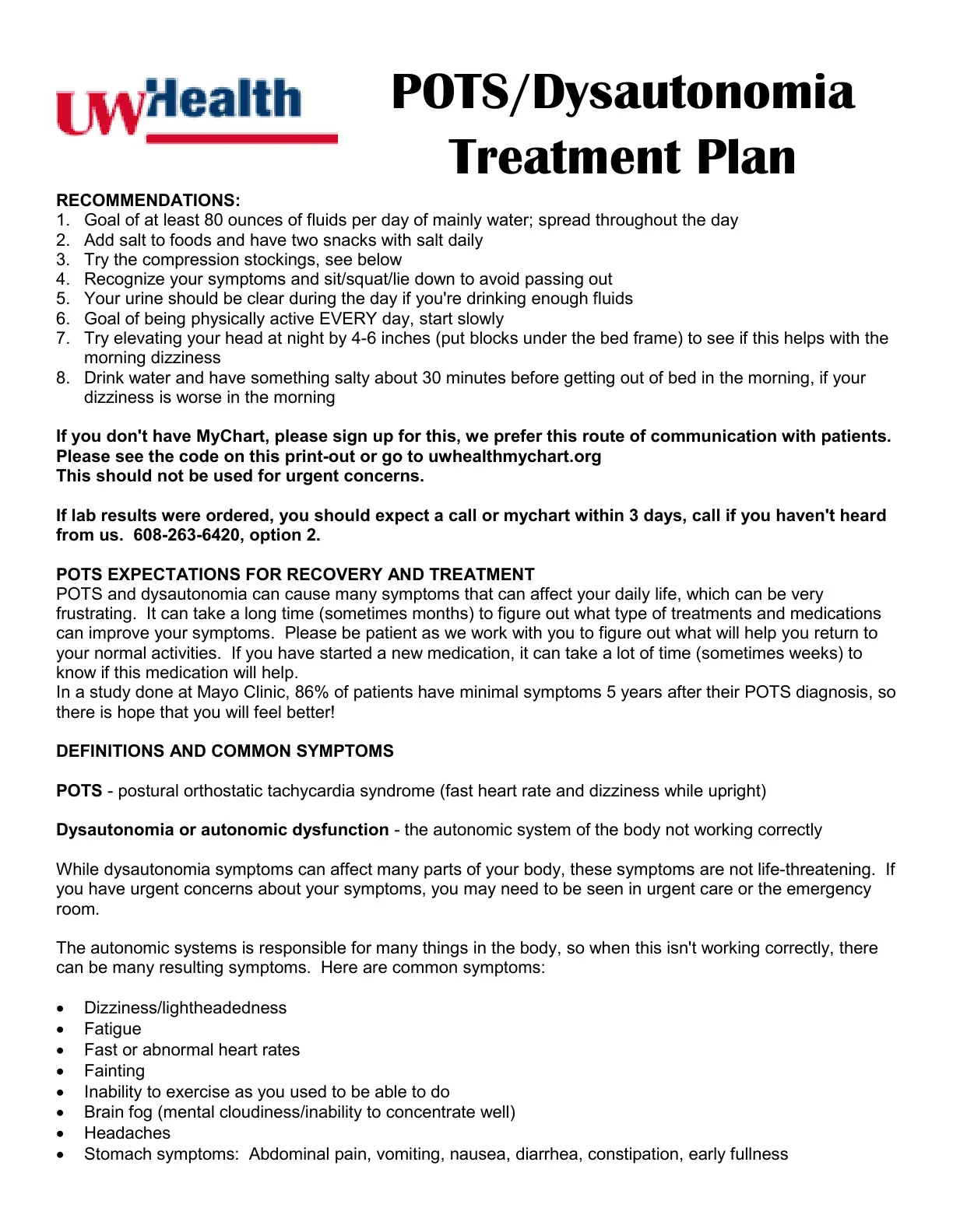 غلاف تقرير POTS/Dysautonomia Treatment Plan