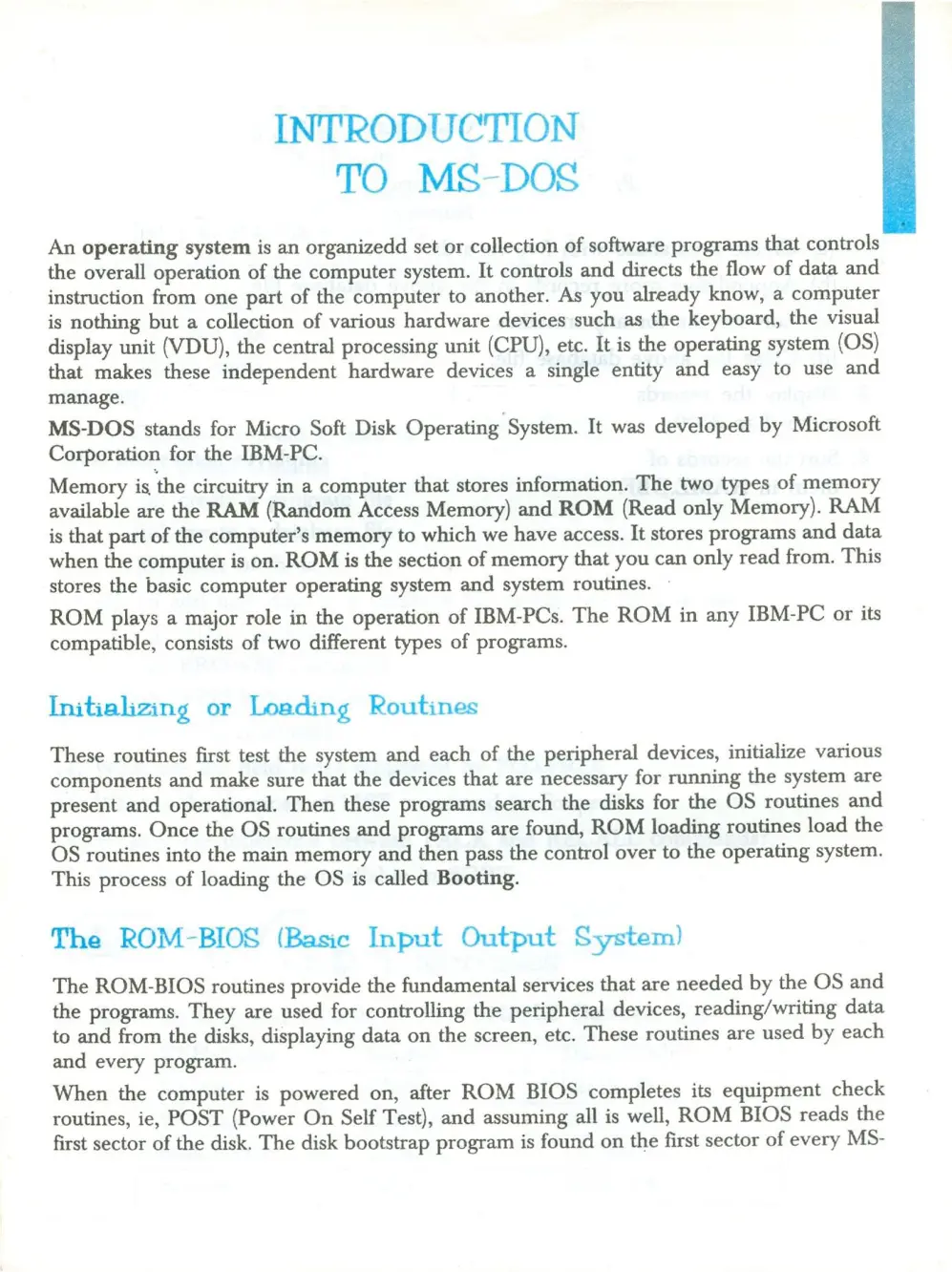 غلاف تقرير INTRODUCTION TO MS-DOS