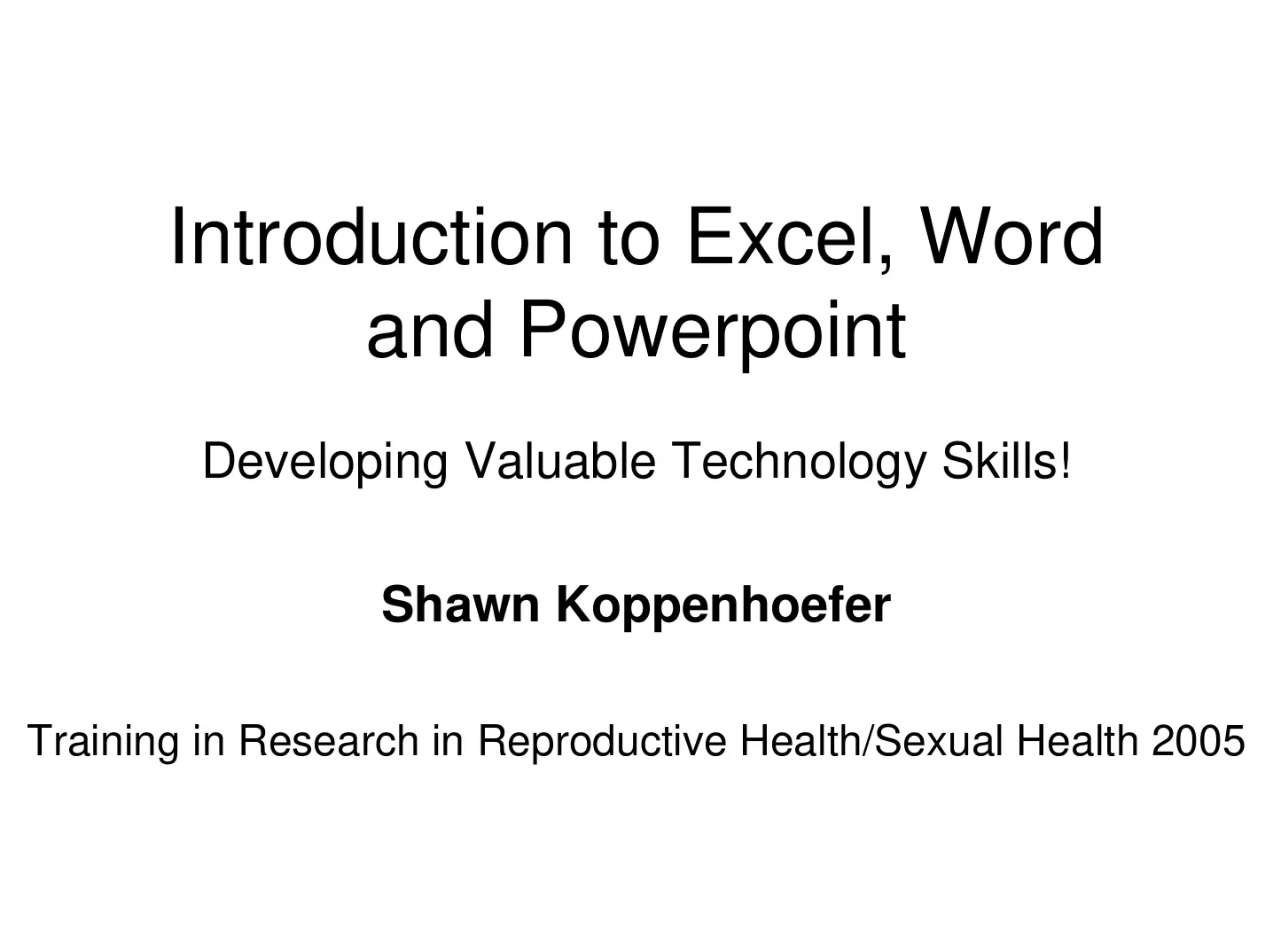 غلاف تقرير Introduction to Excel, Word and Powerpoint