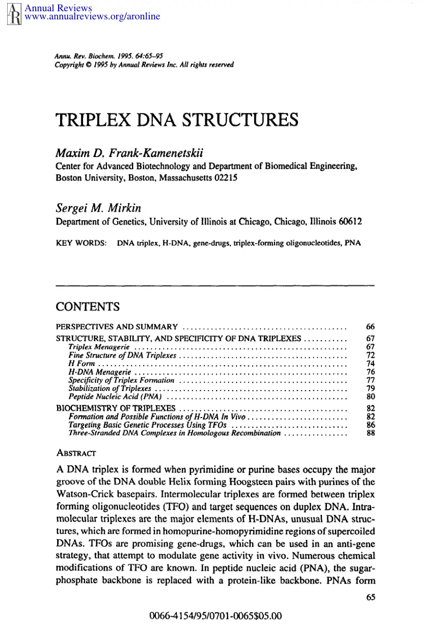 غلاف تقرير Triplex DNA Structures